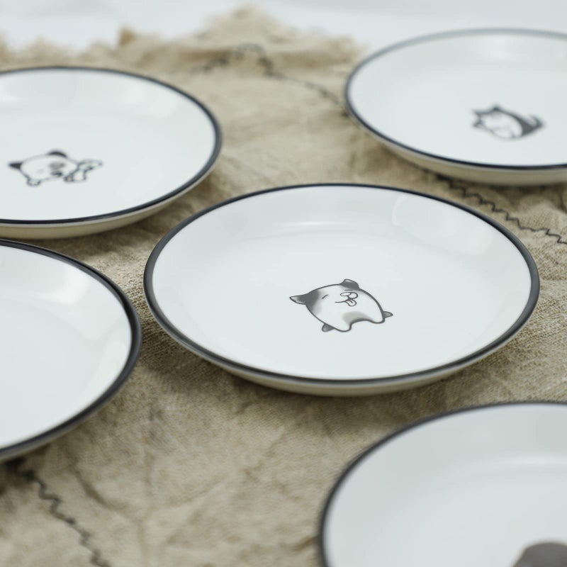 SOCOSY Cute Cartoon Dog Ceramic Seasoning Dishes Sauce Dish Sushi Dipping Bowl Appetizer Plates Tea Bag Holder Serving Dish for Kitchen 5'' (Dog) - Image 5